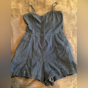 Abercrombie & Fitch Textured Blue Knit Romper